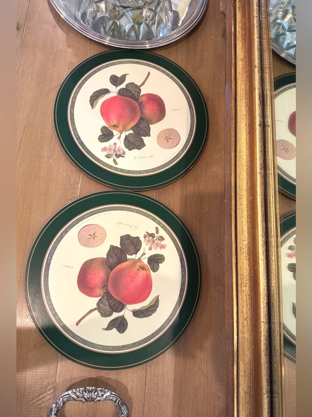 Pimpernel RHS W Hooker Cork Backed Trivets Set of 2 Botanical Apple Fruit